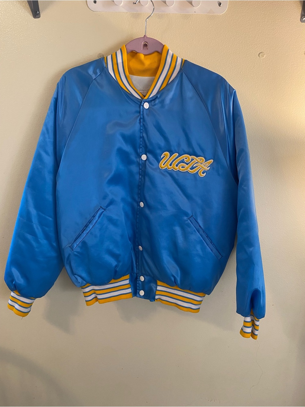 Vintage Bike Brand UCLA Bruins Blue Satin Varsity Jacket